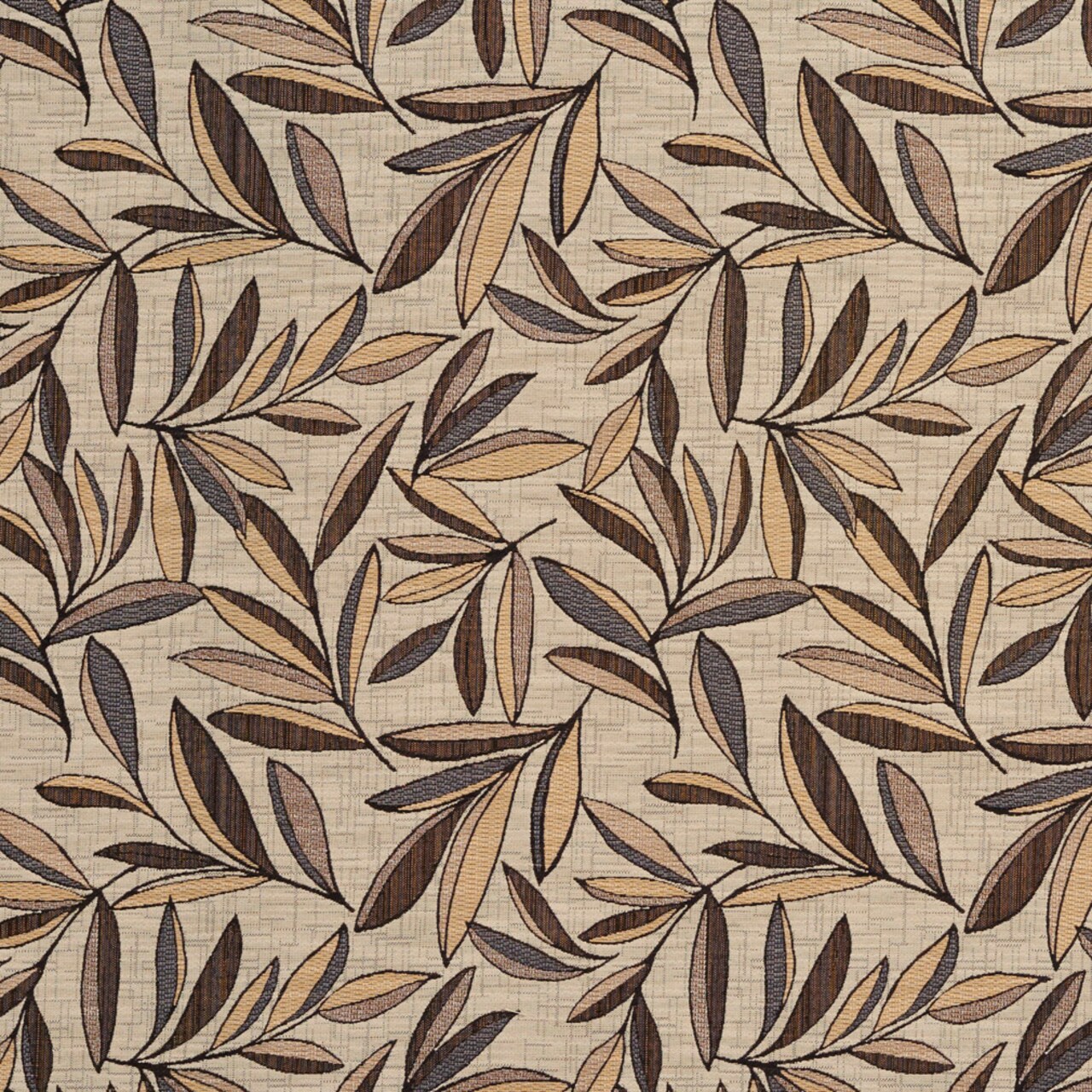 Chateau - Brown,Gold & Yellow,Grey & Silver Leaves Upholstery Fabric 54 Inches"